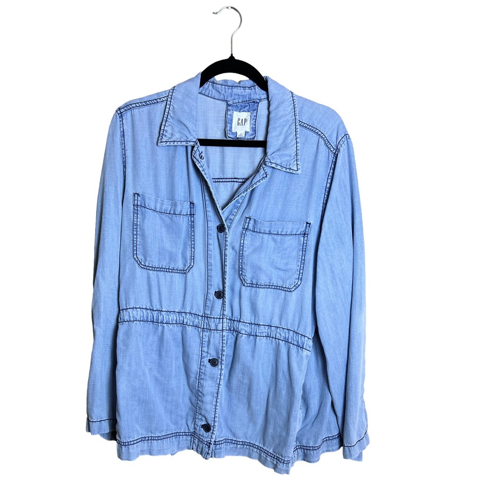 GAP Utility Shirt 2010s Women's Size XL Coastal Grandmother Tencel Blouse XL